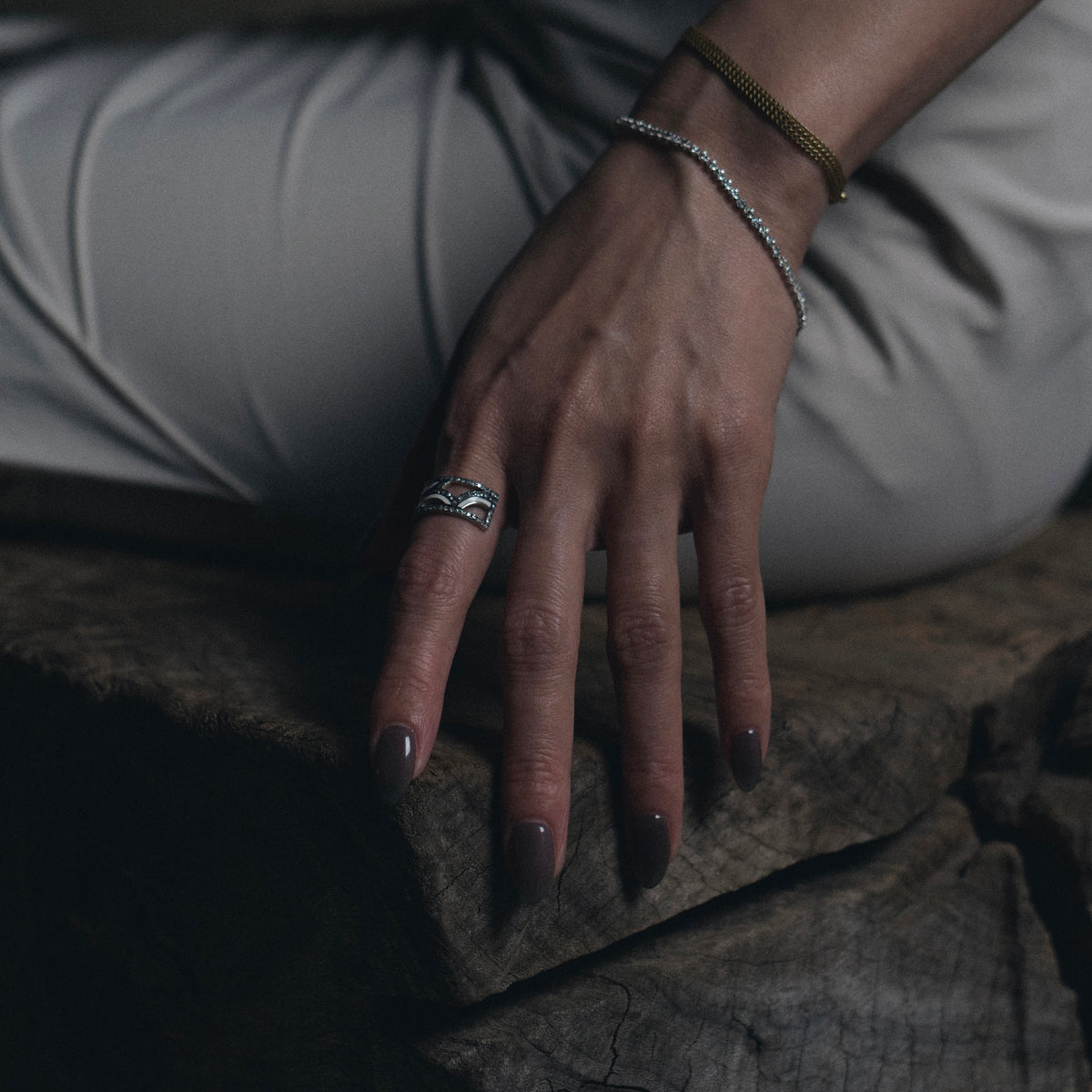 夕霧 silver925 pave diamonds with enamel ring – sharanpoi