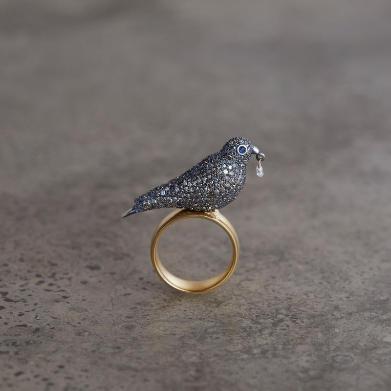 歌あはせ K18YG×silver925 pave diamonds alouette pave ring – sharanpoi