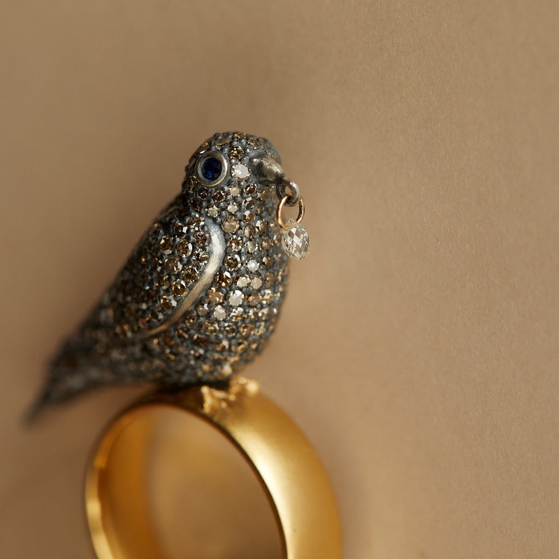 歌あはせ K18YG×silver925 pave diamonds alouette pave ring – sharanpoi