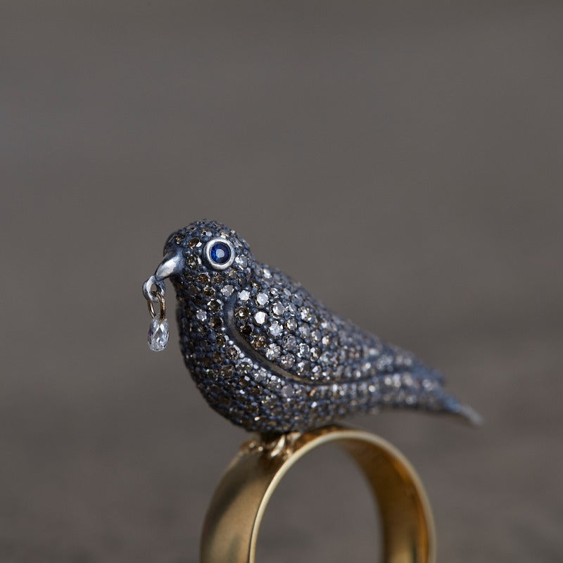 歌あはせ K18YG×silver925 pave diamonds alouette pave ring – sharanpoi