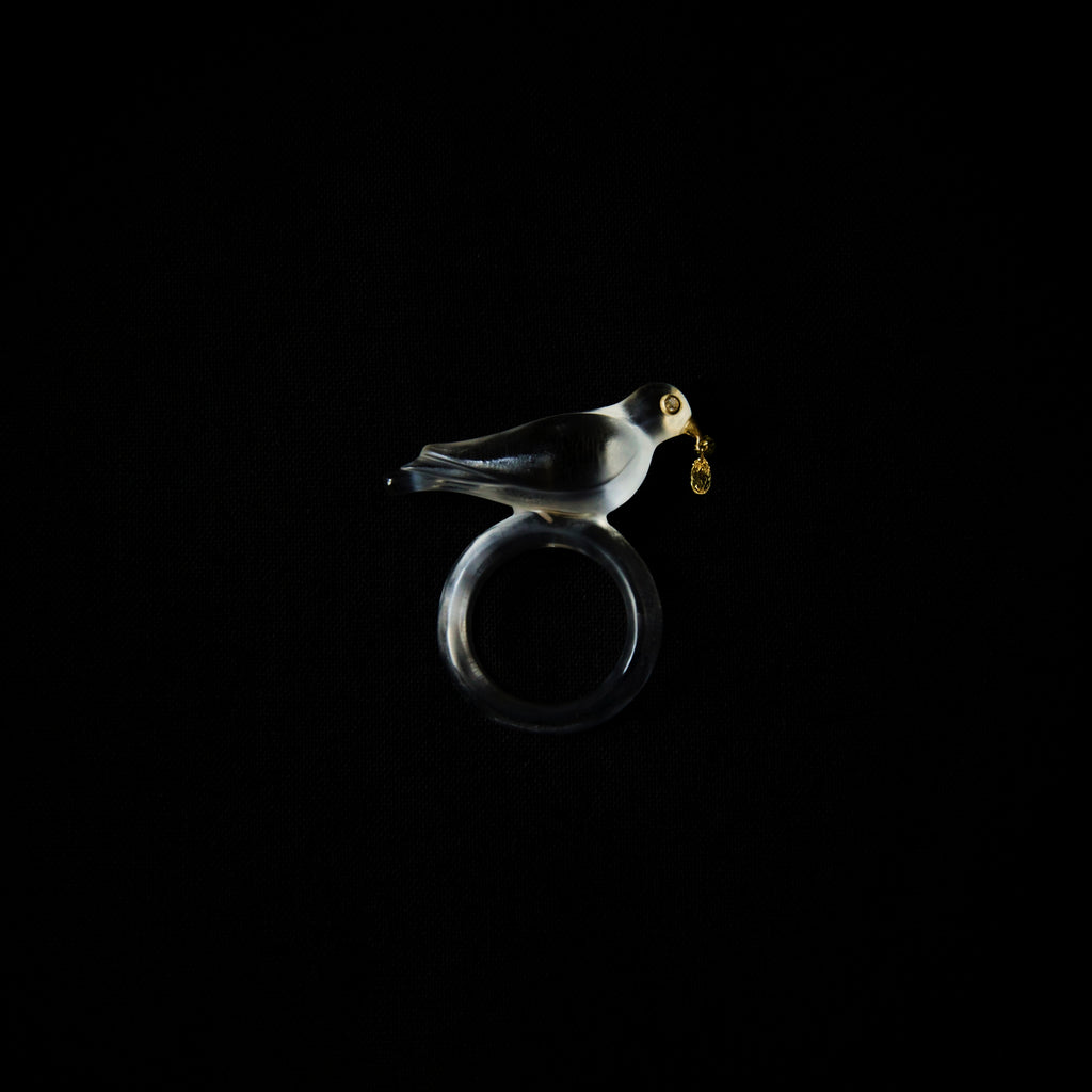 水精 K18 rock crystal alouette ring