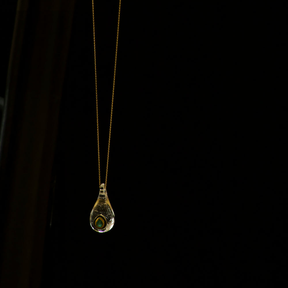 水精 K18 rock crystal emerald necklace