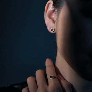 青藍 K18 sapphire with enamel earrings