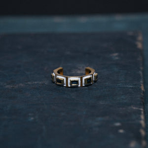 青藍 K18 sapphire with enamel eternity cuff ring