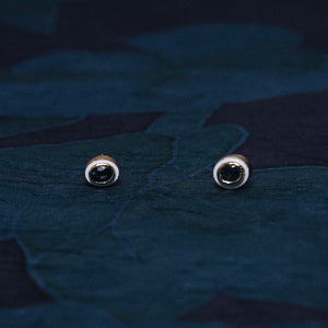 青藍 K18 sapphire with enamel earrings