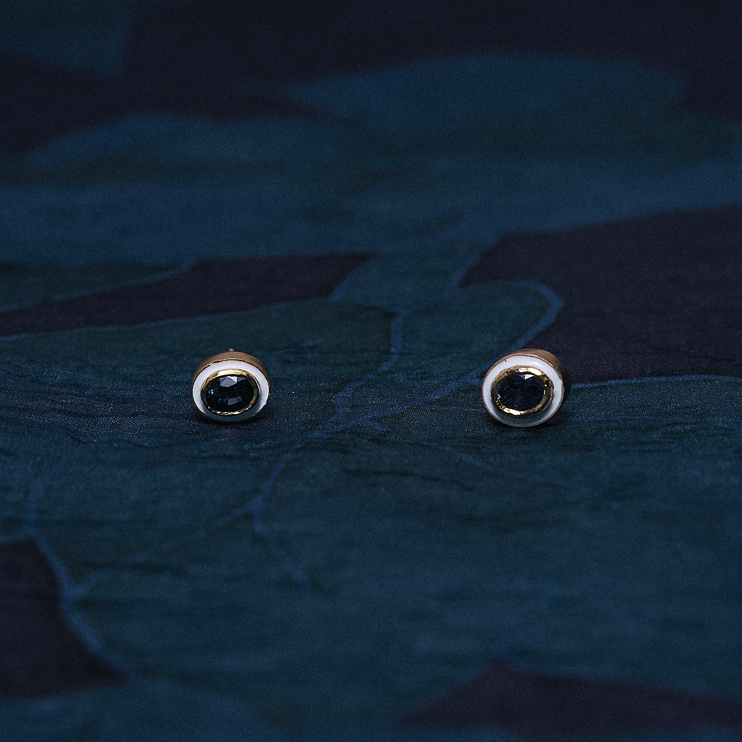 青藍 K18 sapphire with enamel earrings – sharanpoi