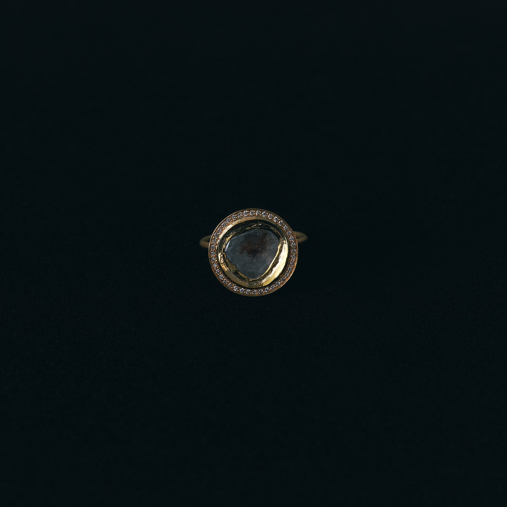 たまつゆ K18 polki diamond with pave ring – sharanpoi