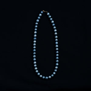 青藍 K18 indigo dyed 8mm akoya pearl necklace 415mm