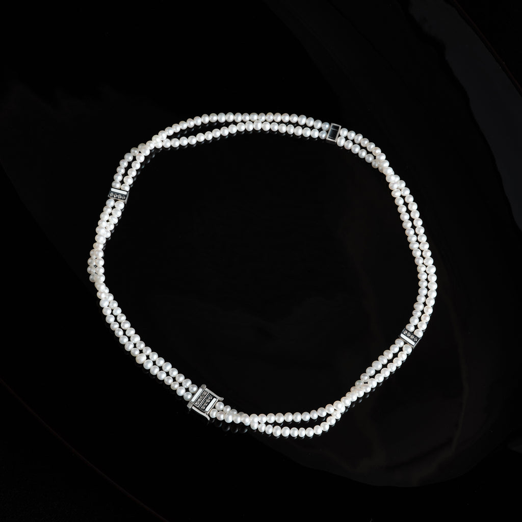 夕霧 silver925 pave diamonds  with enamel necklace