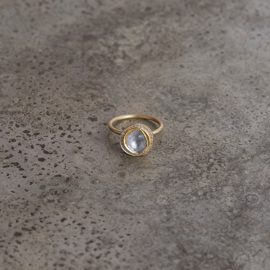 たまつゆ K18 polki diamond with pave ring