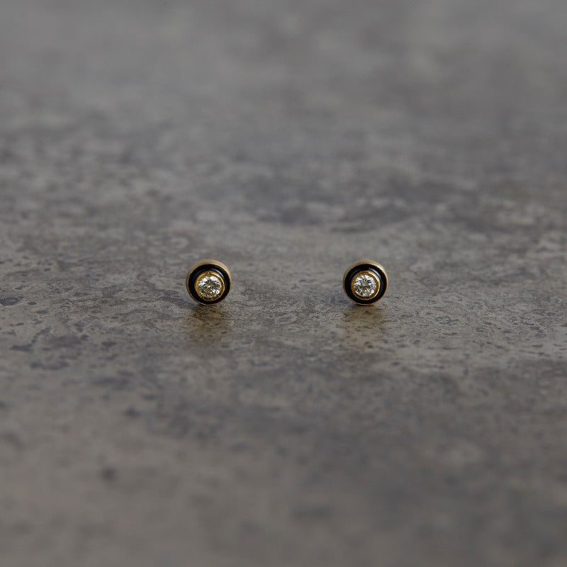 白露 K18 diamond with enamel studs – sharanpoi